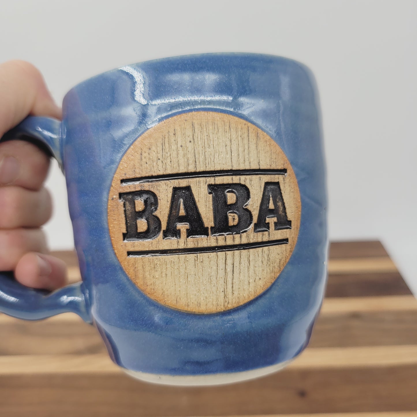 Baba Mug | Handmade Stoneware Pottery | Gifts for Grandfather | Blue