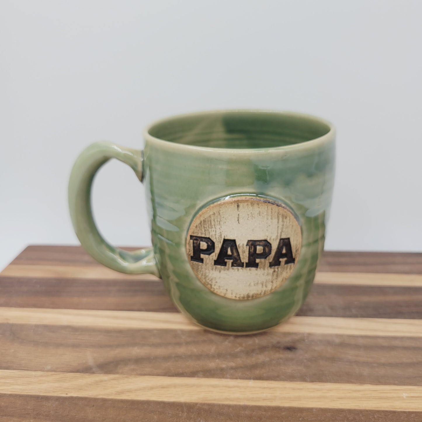 Papa Mug | Handmade Stoneware Pottery | Green | Gifts for Grandparent