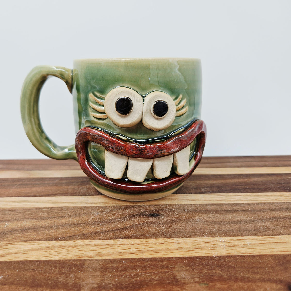 Crazy Coffee Cup | Funny Woman Smiley Face Mug | Unique Handmade Stoneware Pottery | Gift for Mom