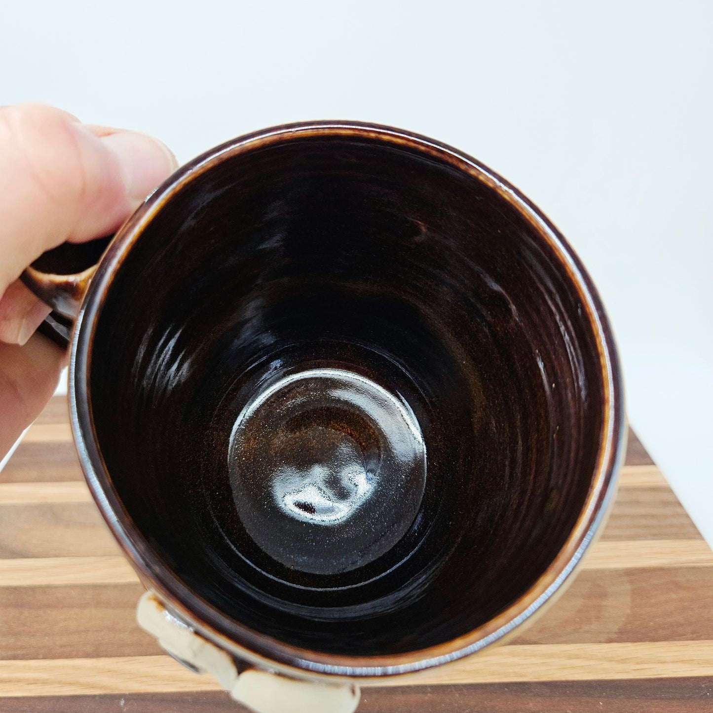Woman's Fun Face Mug | Cheerful Teacher Coffee Cup | Microwave Dishwasher Safe | Handmade Pottery