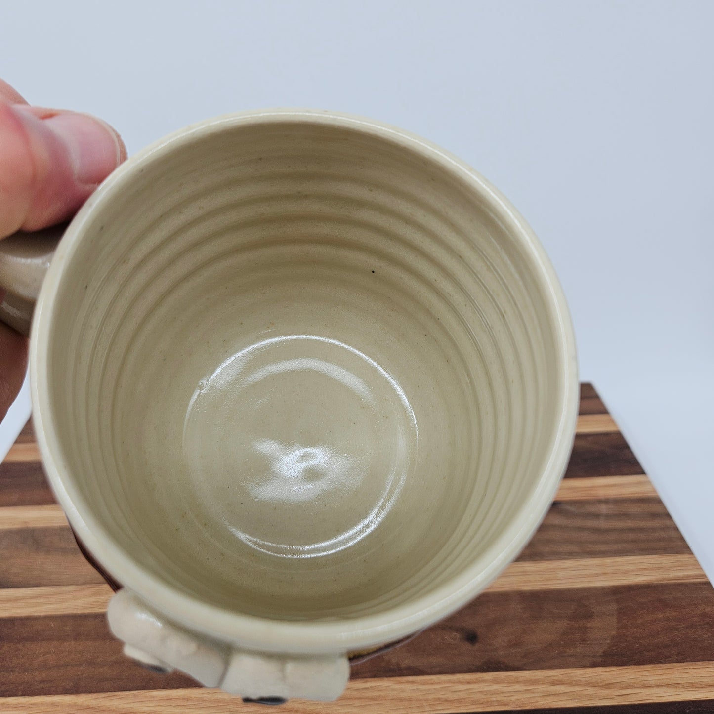 Coffee Lover Ug Chug Face Mug | Handmade Ceramic Stoneware Pottery Coffee Cups for Woman  | Cream | Large 16 Oz