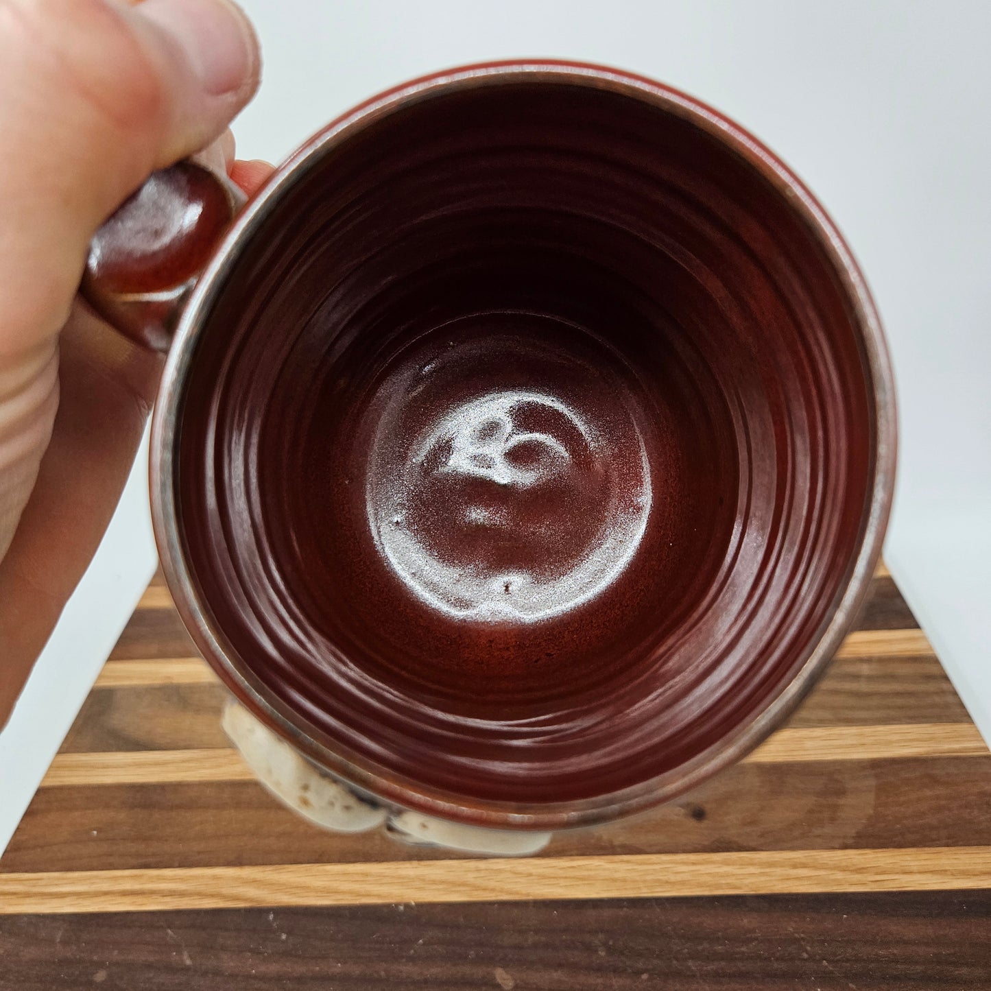 UG CHUG Face Mug | Stoneware Pottery Coffee Cup | Large | Rustic Red Brown
