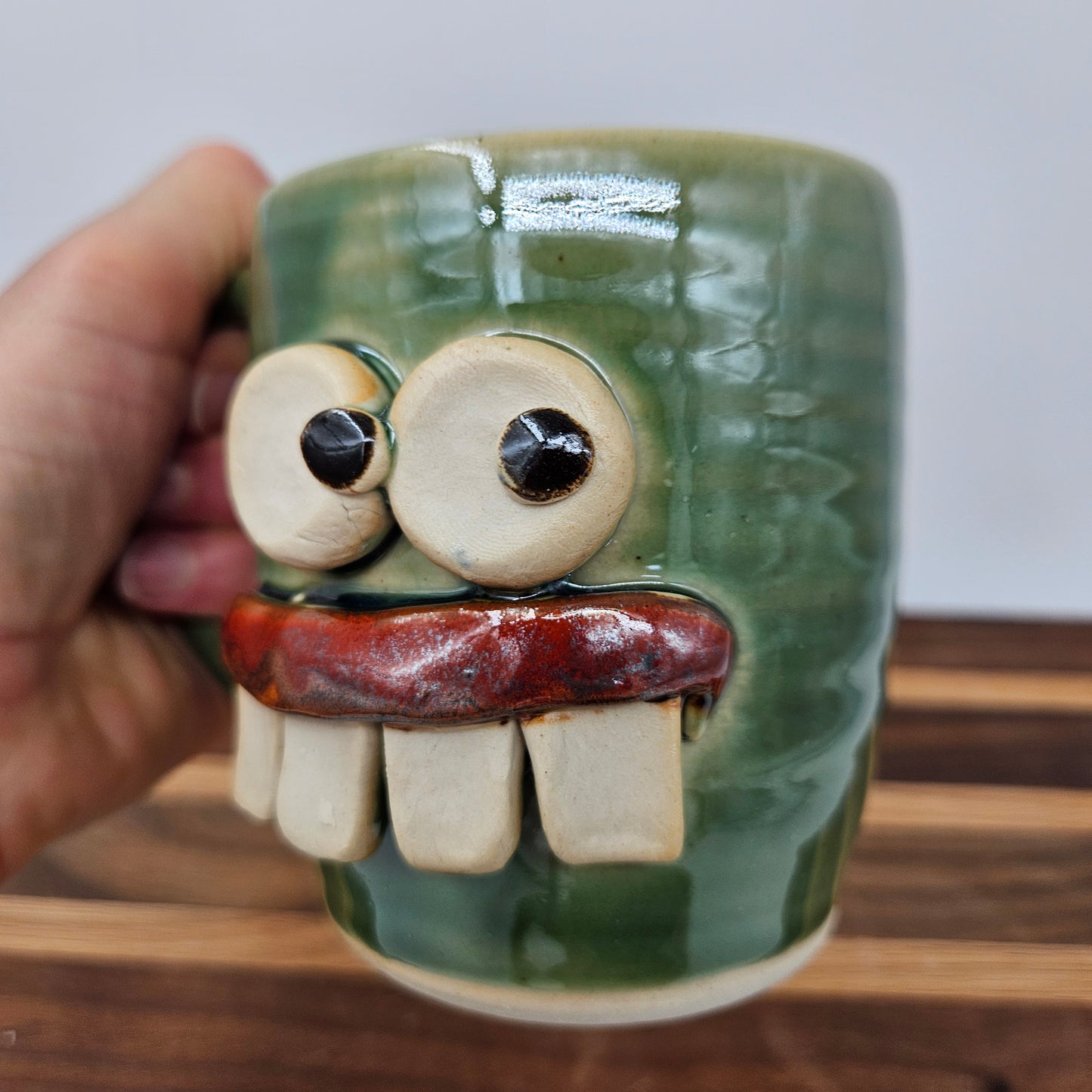 Handmade Pottery Face Mug | Funny Coffee Cup | Microwave Dishwasher Safe Stoneware | Hand Thrown