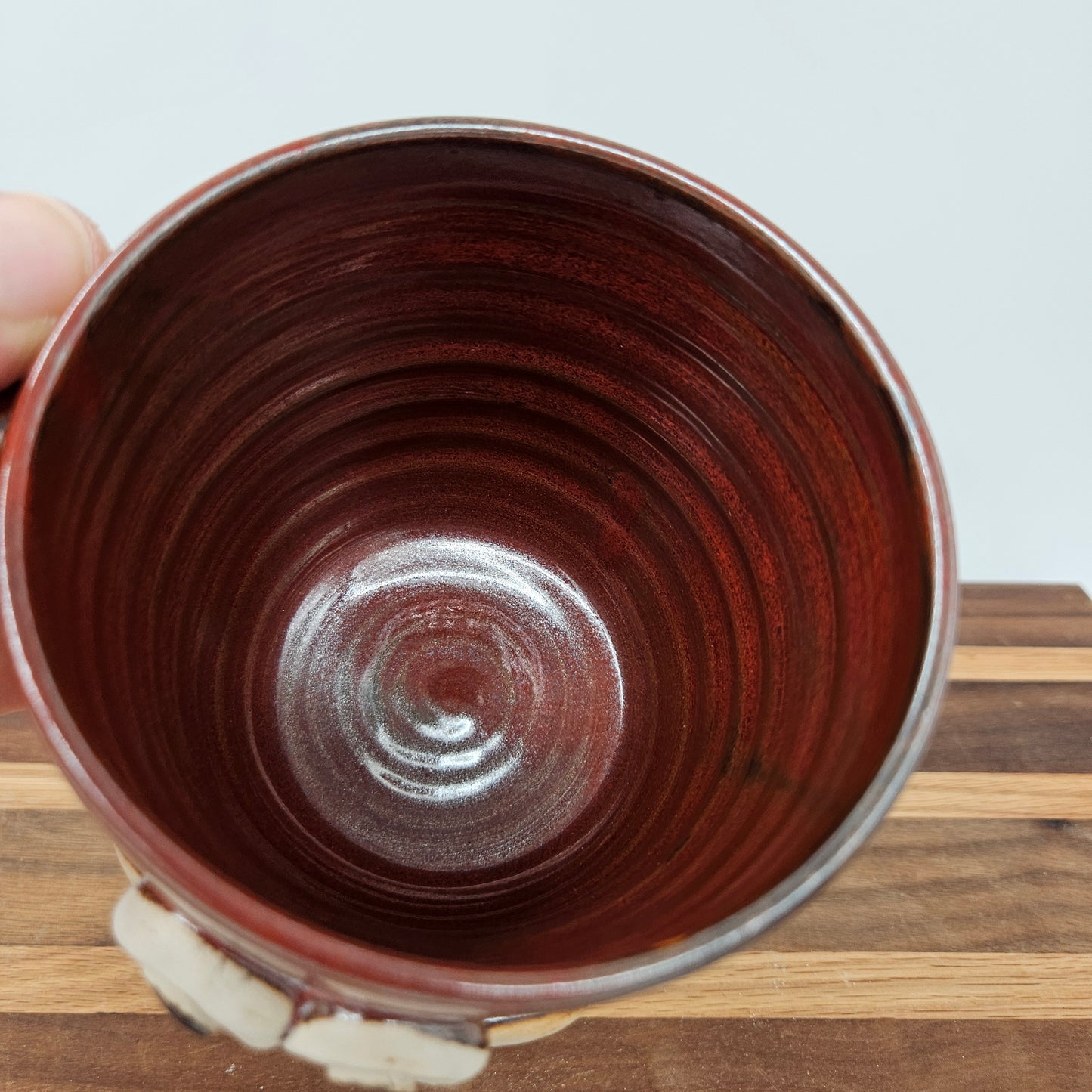Ceramic Coffee Cup in Rustic Red Brown | UG CHUG Funny Face Mug | Handmade Stoneware Pottery