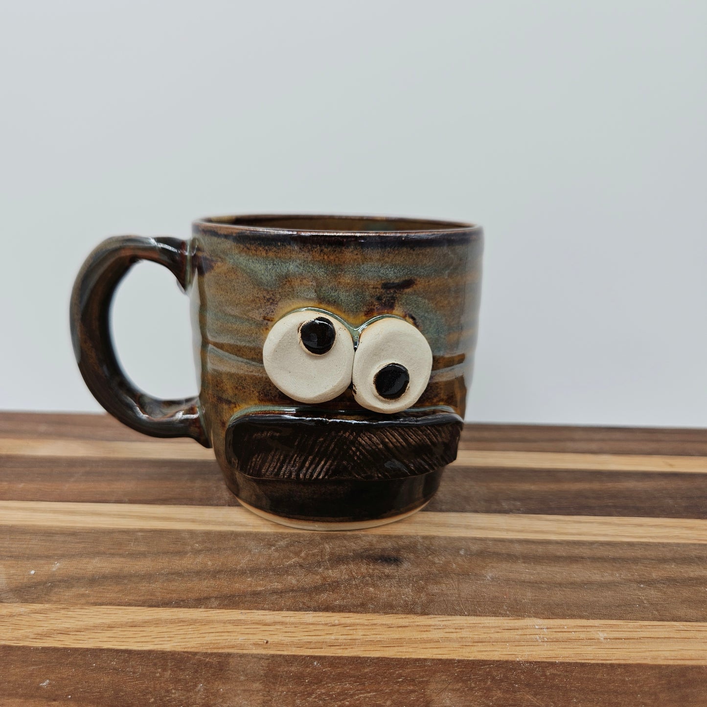 Man's Bushy Mustache Mug | Ceramic Stoneware Pottery Coffee Cup | Microwave Dishwasher Safe | Gift for Him