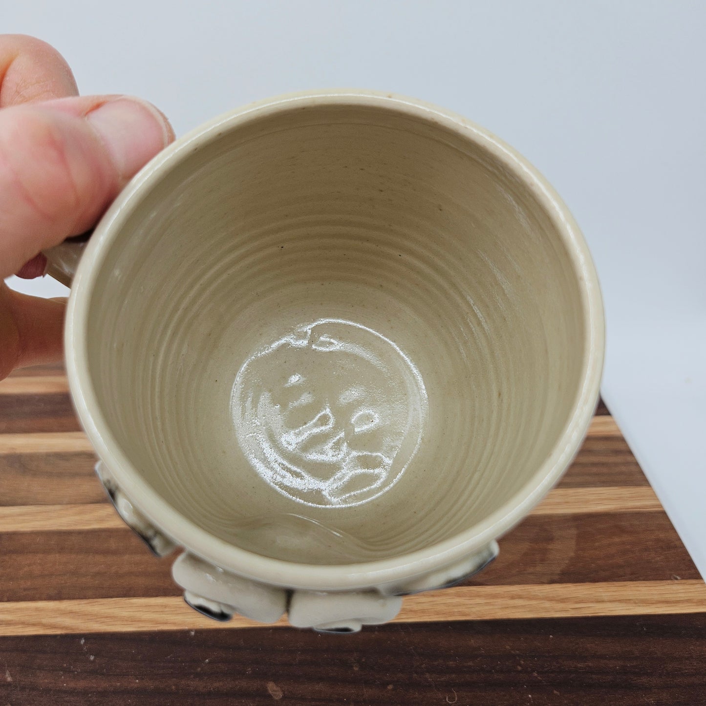 Funny Coffee Cup | Stoney White | Stoneware Ceramic Pottery | Naïve Adulting Face Mug | Wheel-Thrown Handmade