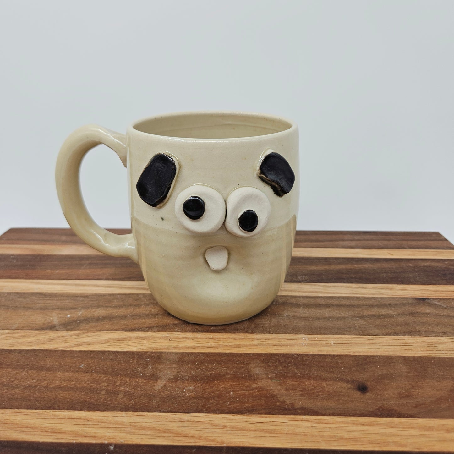 Funny Coffee Cup | Stoney White | Stoneware Ceramic Pottery | Naïve Adulting Face Mug | Wheel-Thrown Handmade