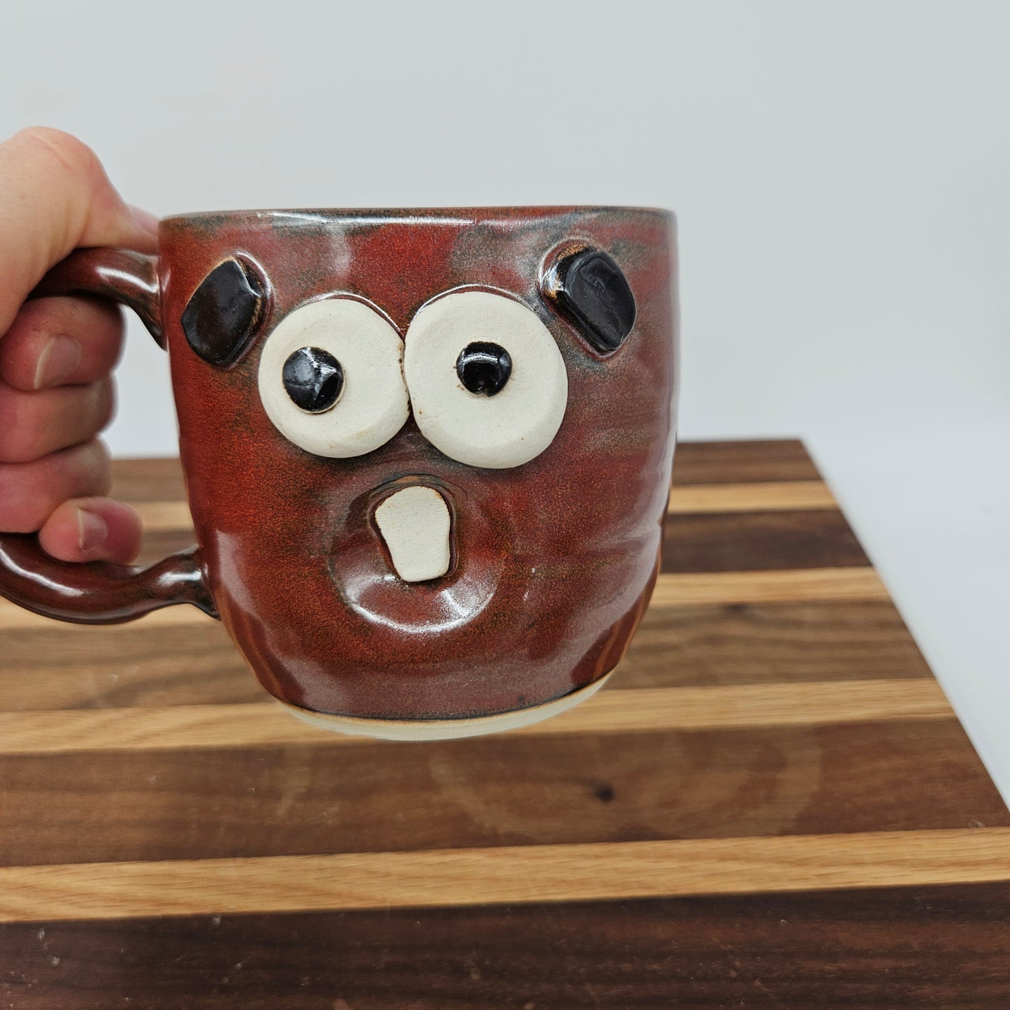 Funny Forgetful Face Mug | Pottery Coffee Cup | 16 Ounces | Coffee Drinker Gift