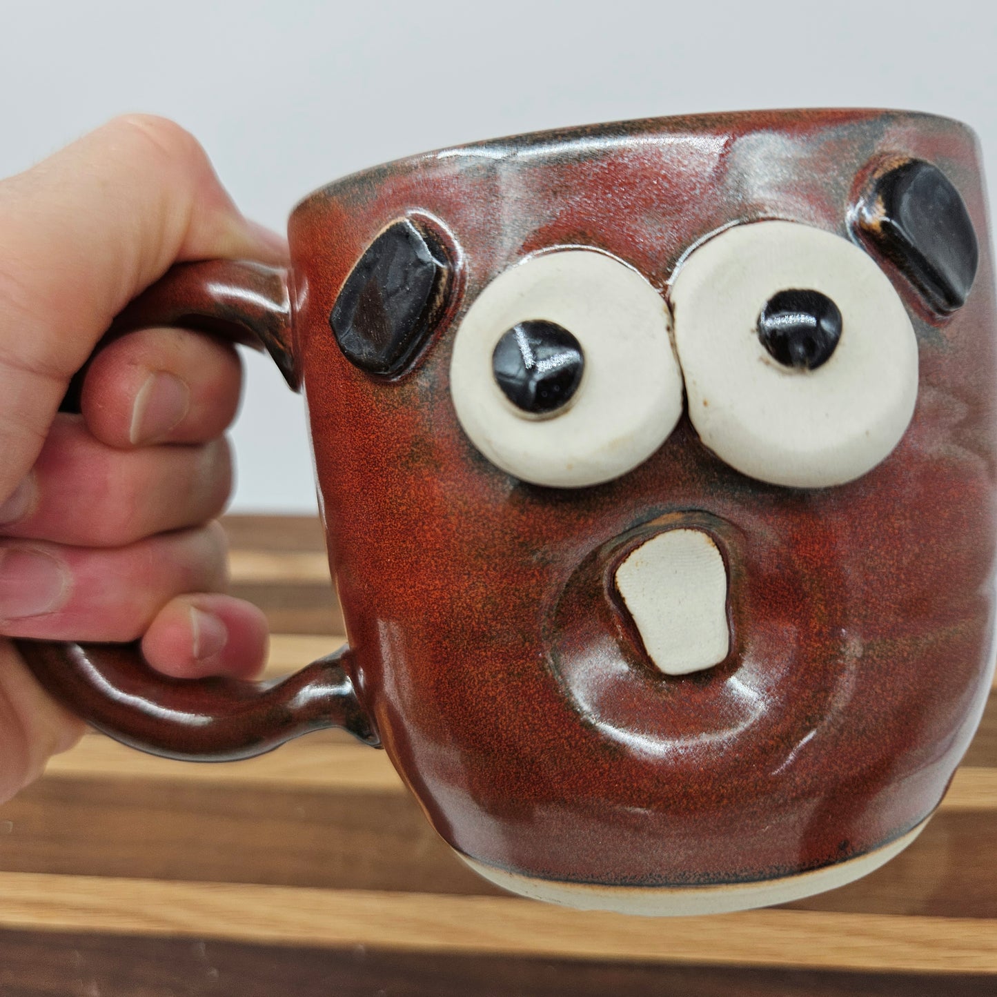 Funny Forgetful Face Mug | Pottery Coffee Cup | 16 Ounces | Coffee Drinker Gift