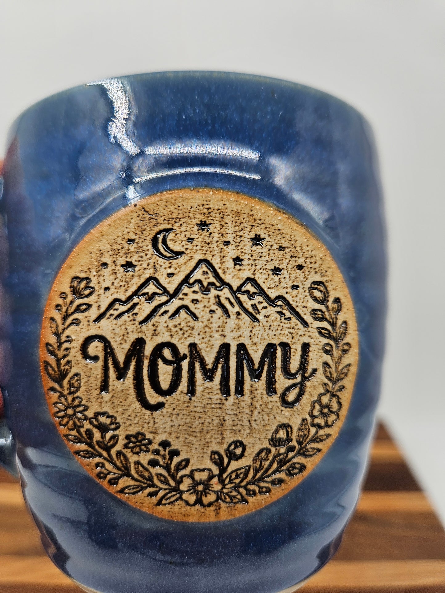 Mommy Mug | Handmade Stoneware Pottery Coffee Cup | Blue
