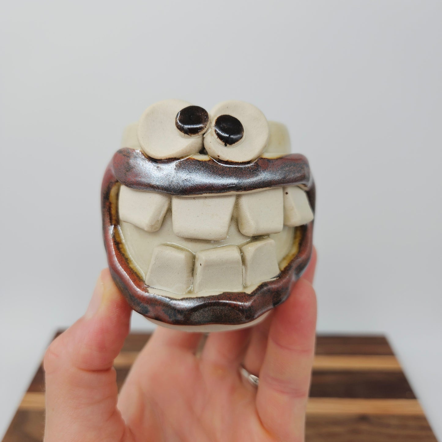 Toothpick Holder | Paperclip Cup | Funny Face Mini Pottery Glass for Shots | Kitchen Gifts