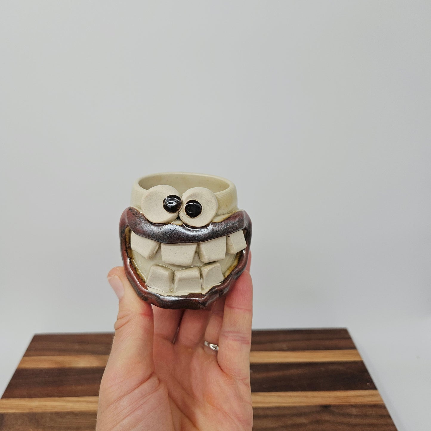 Toothpick Holder | Paperclip Cup | Funny Face Mini Pottery Glass for Shots | Kitchen Gifts