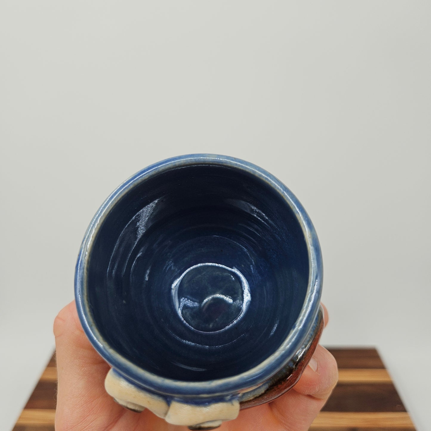 Mini Glass for Shots| Handmade Stoneware Toothpick Holder | Blue Paperclip Cup