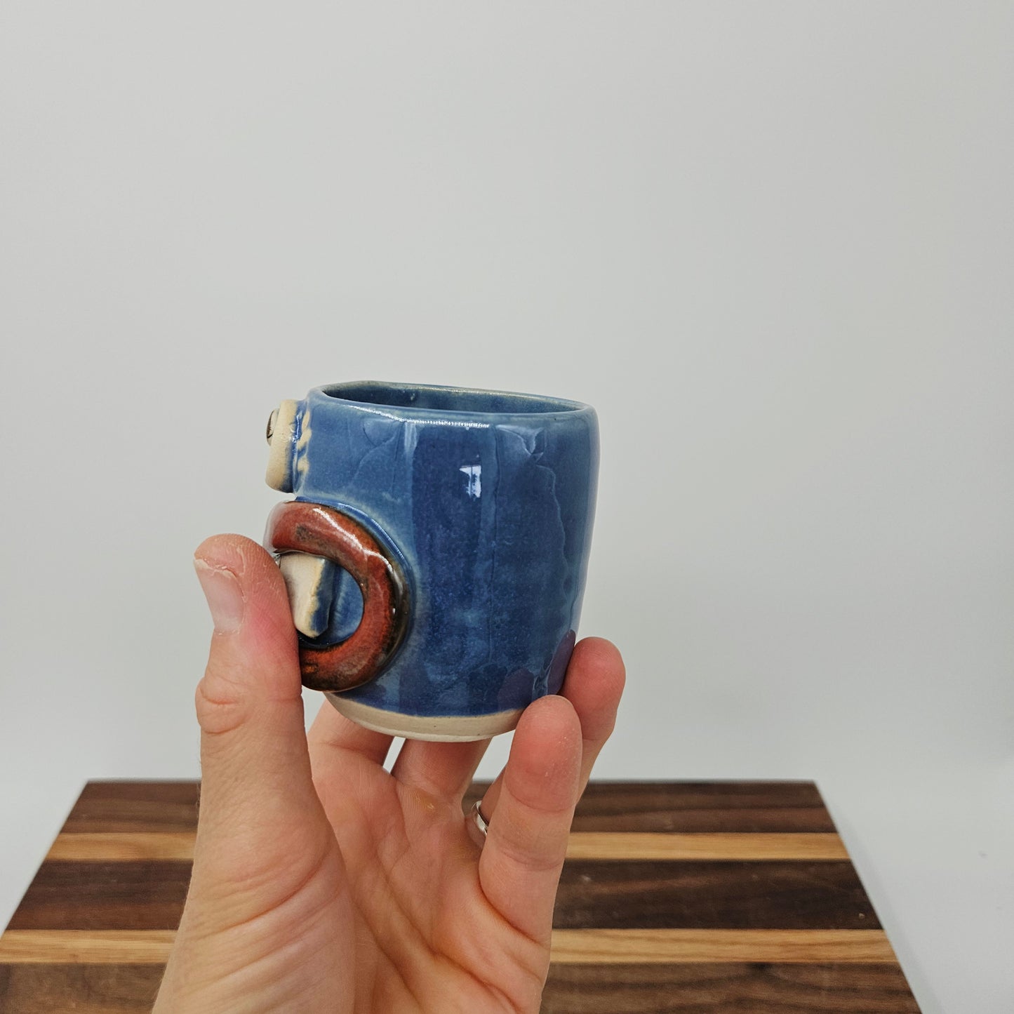 Mini Glass for Shots| Handmade Stoneware Toothpick Holder | Blue Paperclip Cup