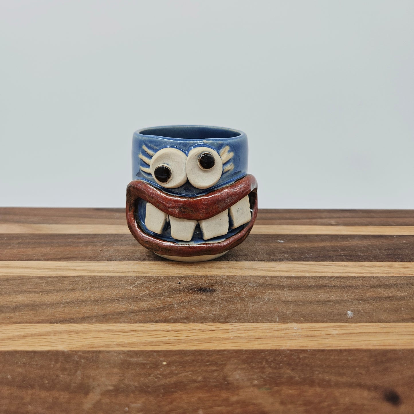 Mini Glass for Shots| Handmade Stoneware Toothpick Holder | Blue Paperclip Cup