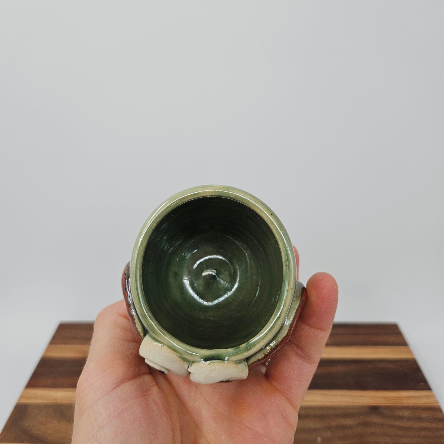 Toothpick Holder | Paperclip Cup | Funny Face Mini Pottery | Green | Nelson Studio Ug Chug