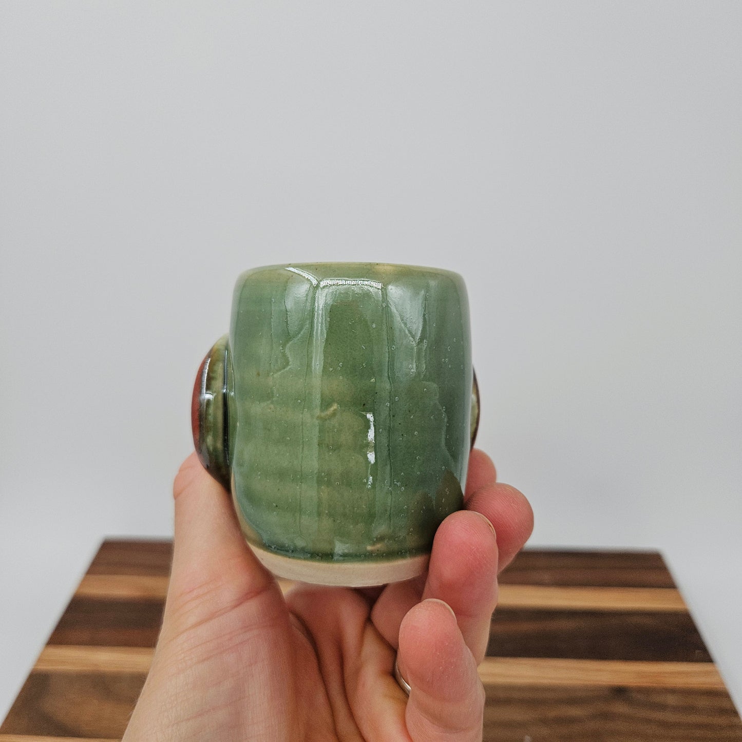 Toothpick Holder | Paperclip Cup | Funny Face Mini Pottery | Green | Nelson Studio Ug Chug
