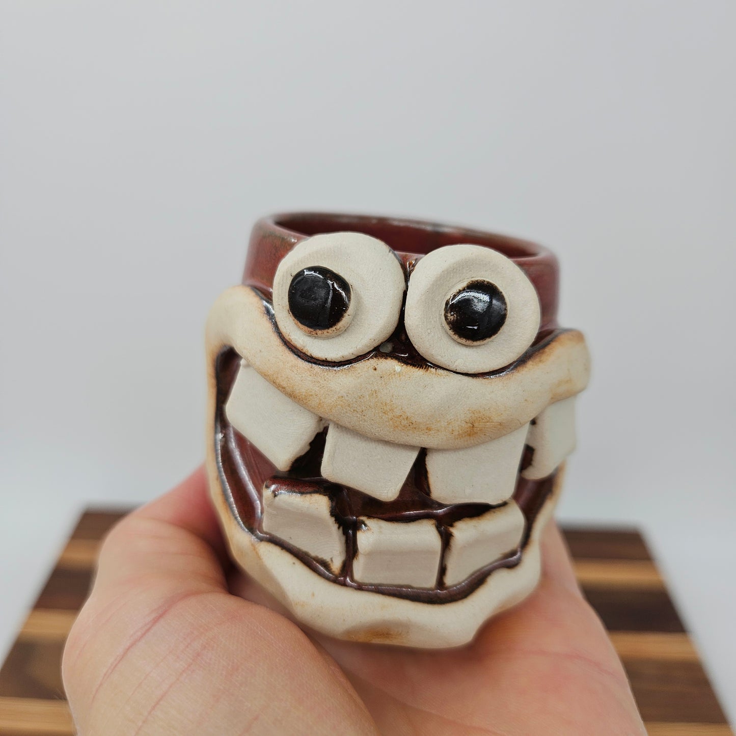 Toothpick Holder | Paperclip Cup | Funny Face Mini Pottery Glass for Shots