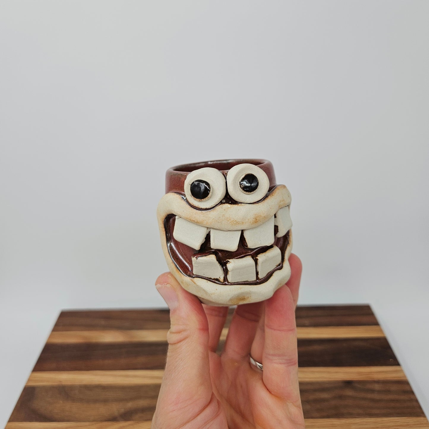 Toothpick Holder | Paperclip Cup | Funny Face Mini Pottery Glass for Shots