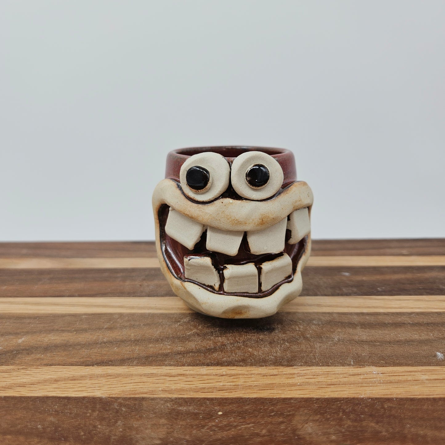 Toothpick Holder | Paperclip Cup | Funny Face Mini Pottery Glass for Shots