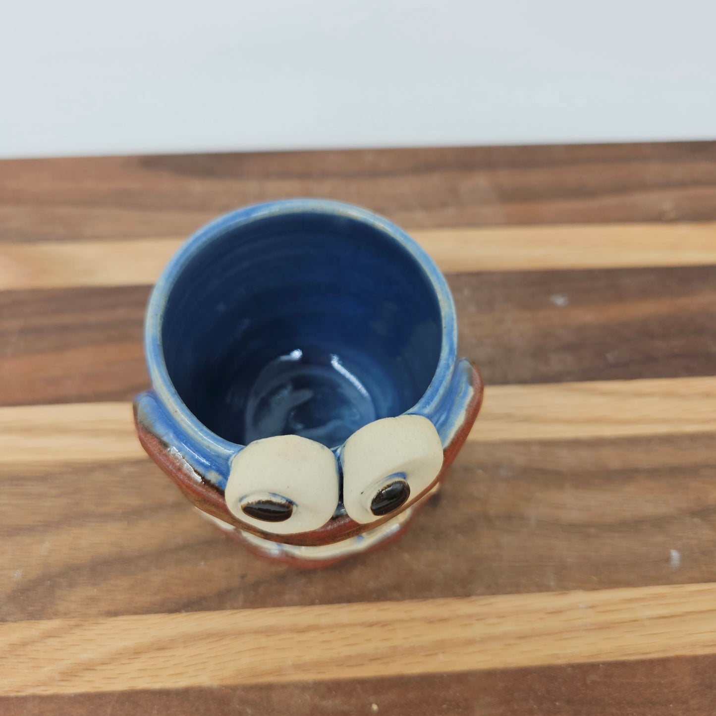 Toothpick Holder | Paperclip Cup | Funny Face Mini Pottery | Blue | Nelson Studio Ug Chug