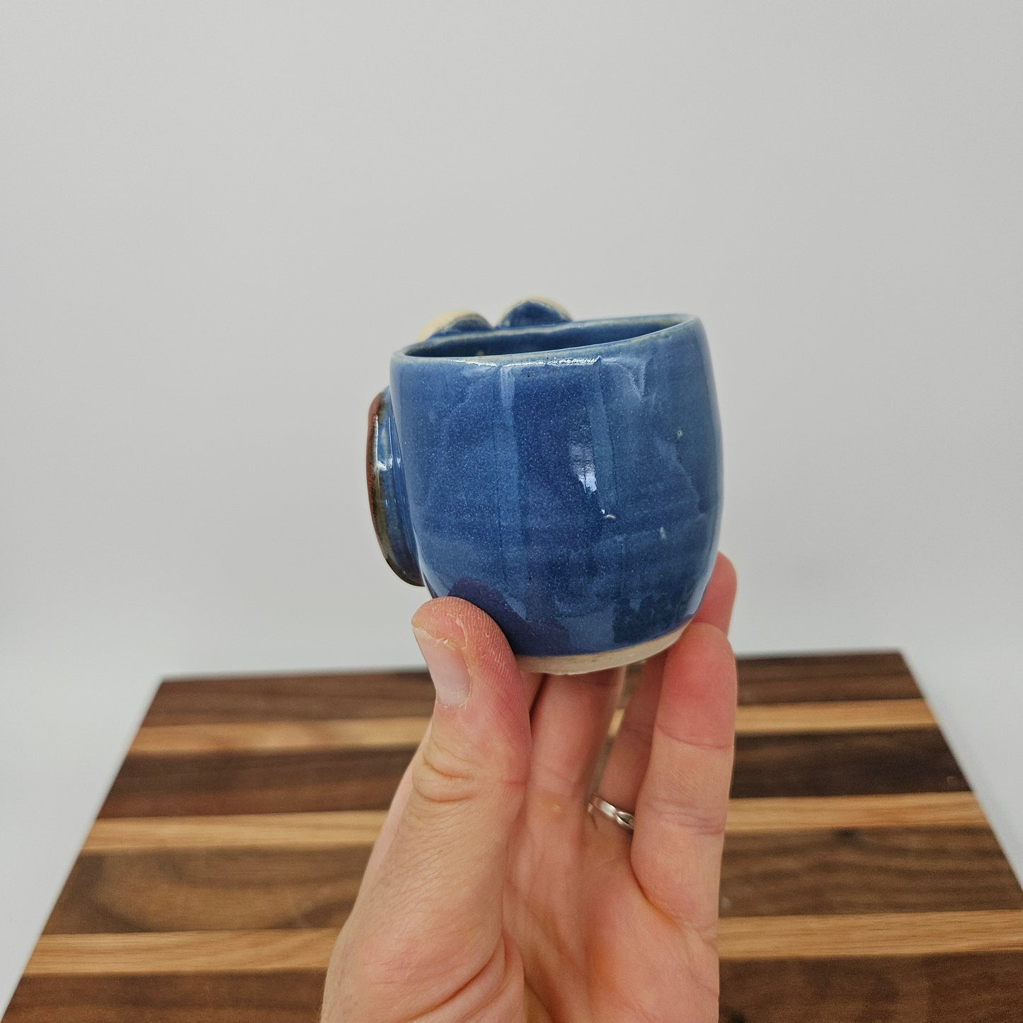 Toothpick Holder | Paperclip Cup | Funny Face Mini Pottery | Blue | Nelson Studio Ug Chug