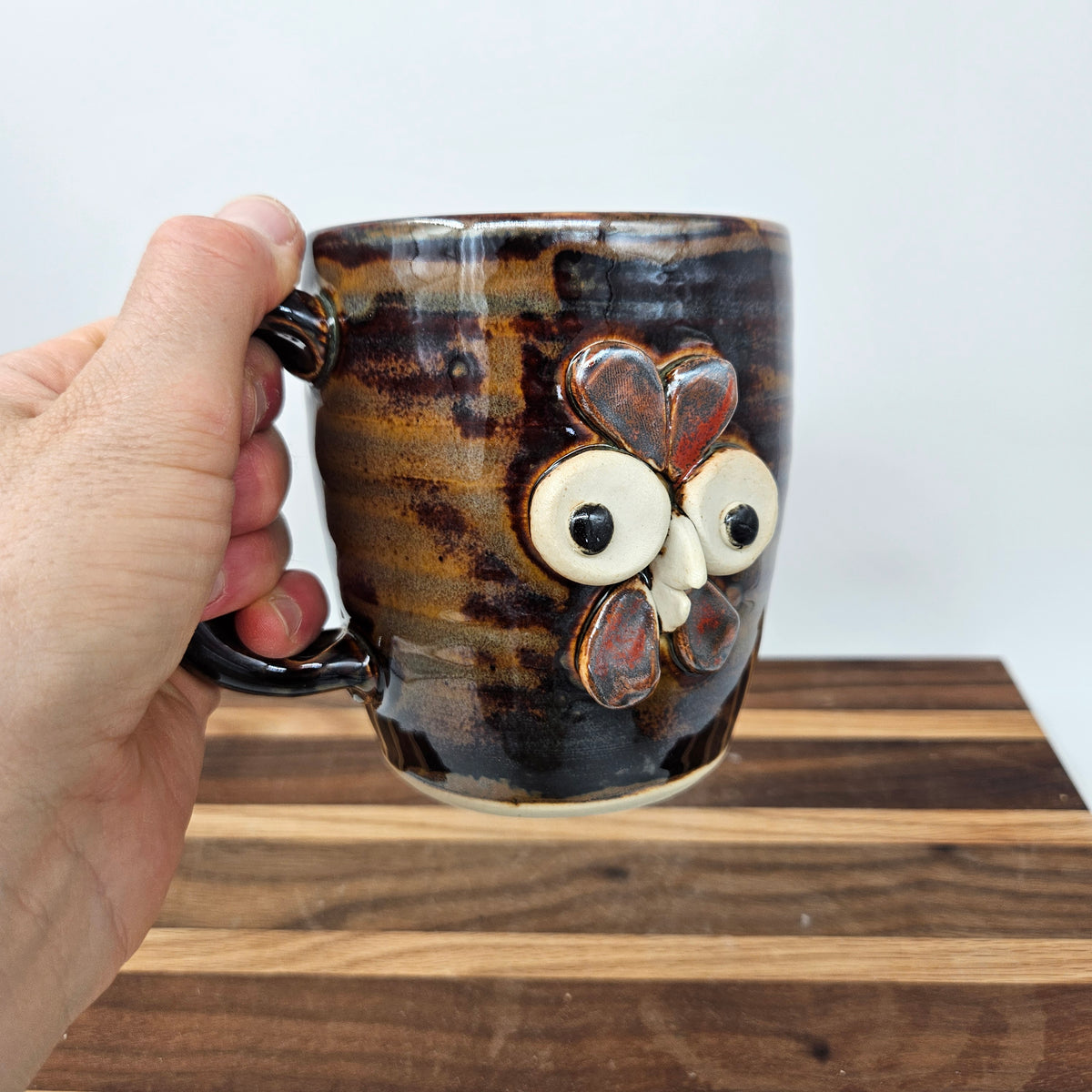 Chicken Coffee Cup | Handmade Farmyard Animal Face Mug | Microwave Dishwasher Safe Stoneware Pottery