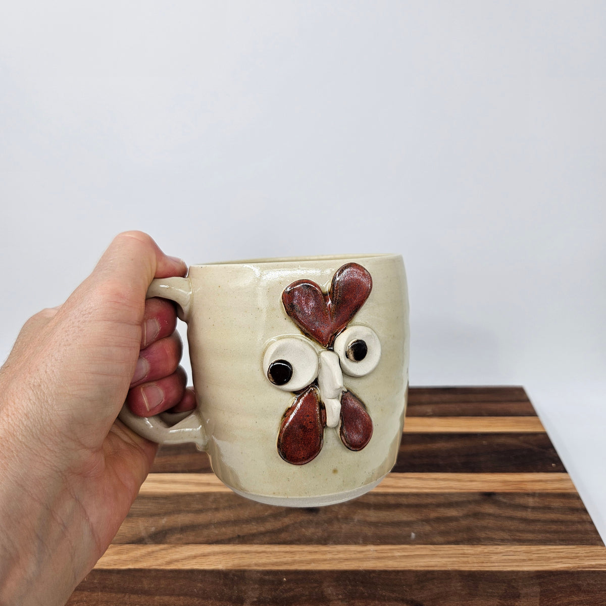 Chicken Coffee Cup | White | Funny Farm Barnyard Animal Mug | Rooster Collector Face Mug | Nelson Studio Ug Chug