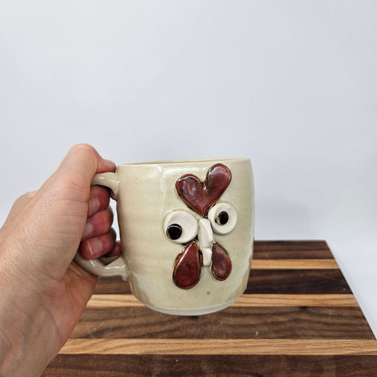 Chicken Coffee Cup | White | Funny Farm Barnyard Animal Mug | Rooster Collector Face Mug | Nelson Studio Ug Chug