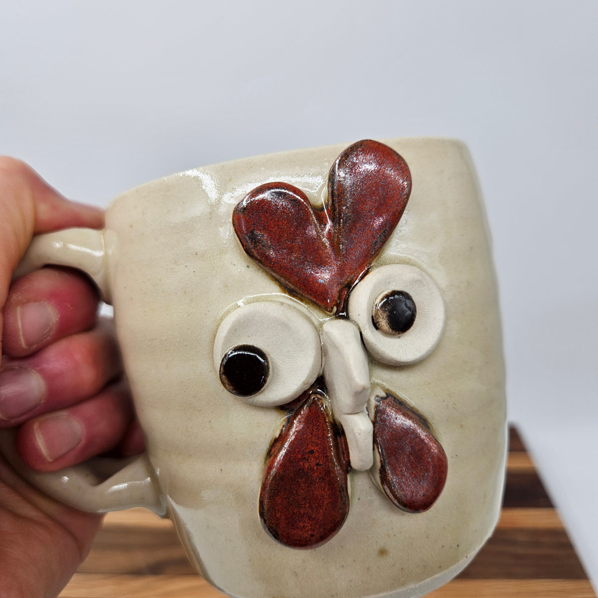 Chicken Coffee Cup | White | Funny Farm Barnyard Animal Mug | Rooster Collector Face Mug | Nelson Studio Ug Chug