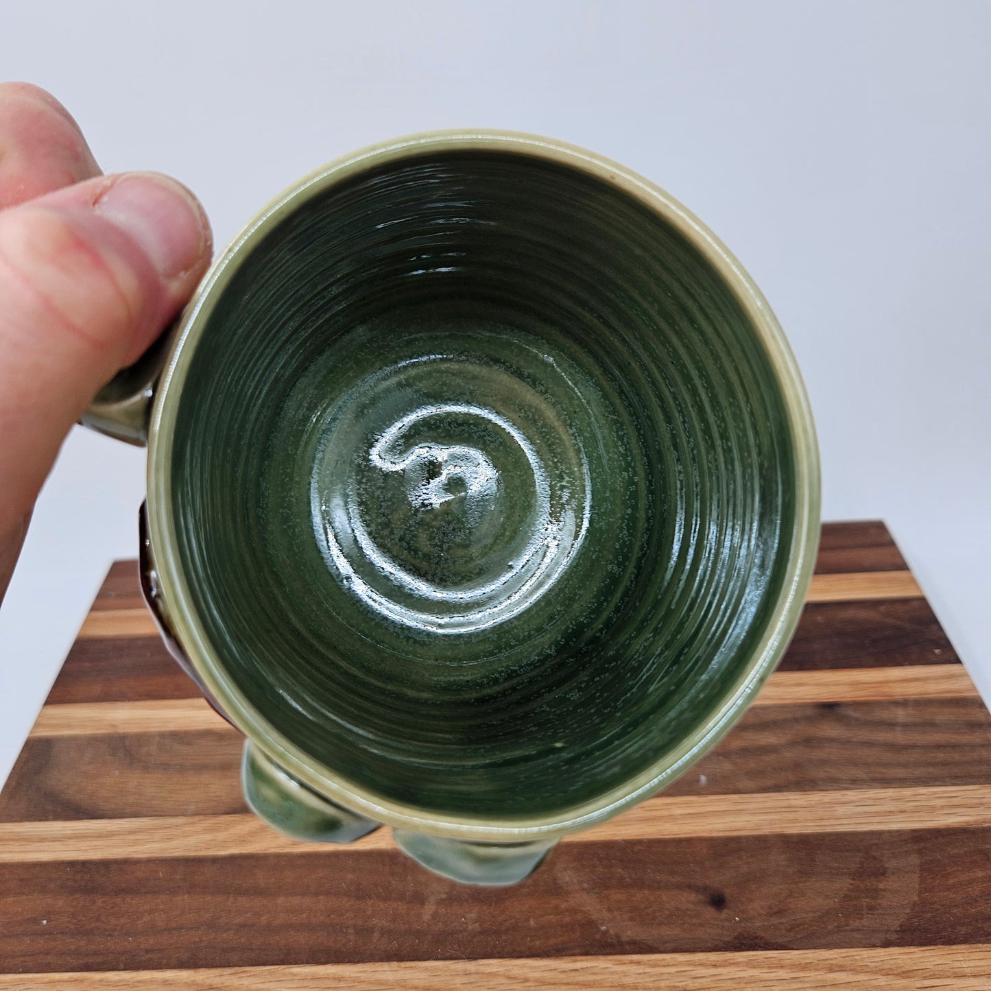 Not Worried Carefree Coffee Cup | Funny Face Mugs | Green | Stoneware Pottery