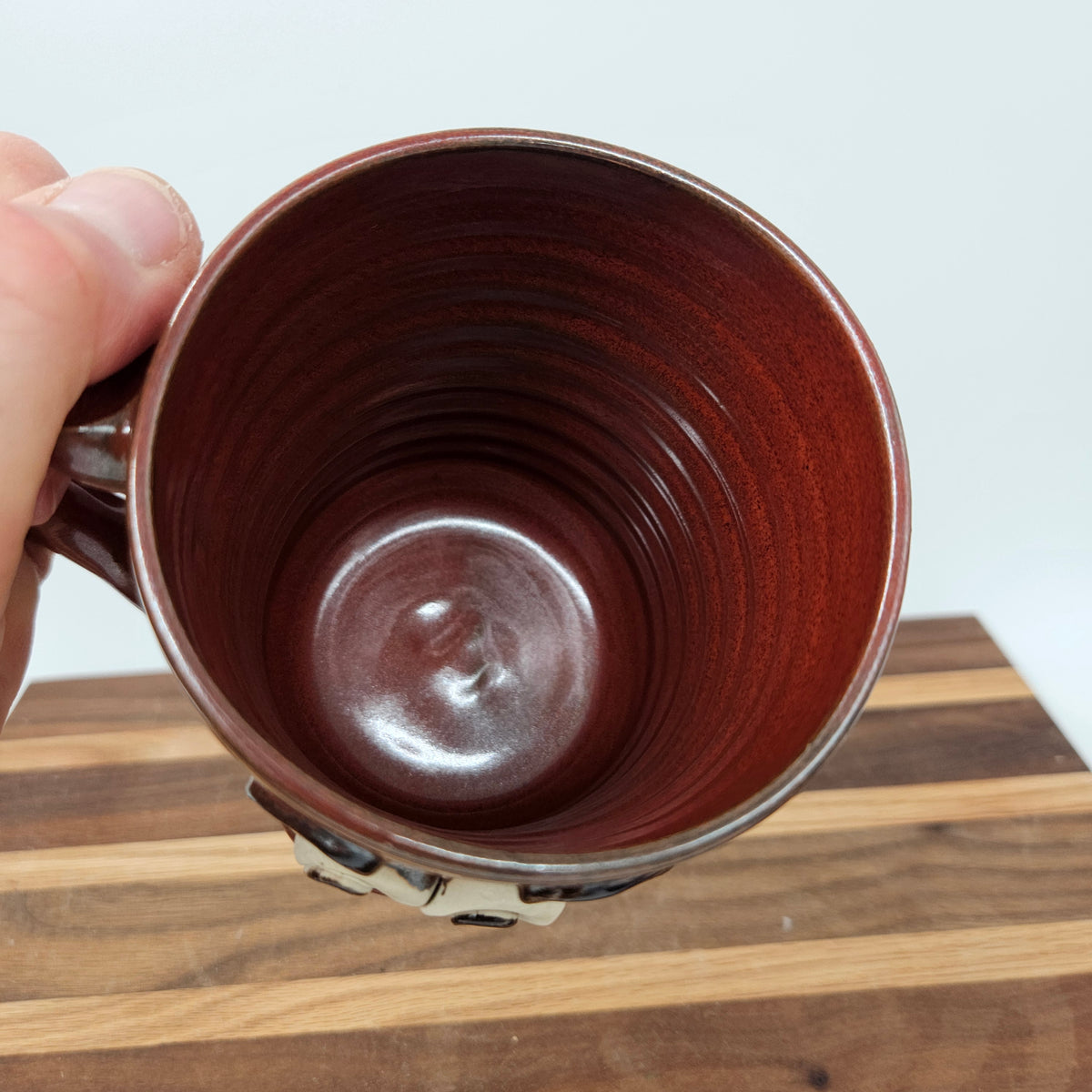 Smiley Face Mug | 16 Ounces | Cinnamon Red | Handmade Stoneware Pottery Coffee Cups