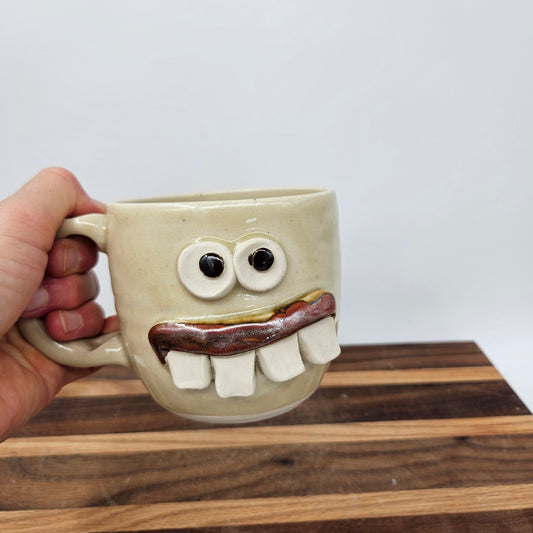Funny Man Father Mug | Dad Bod No Excuses Workout Guy | Large Coffee Cups for Him | Stoneware Clay Pottery