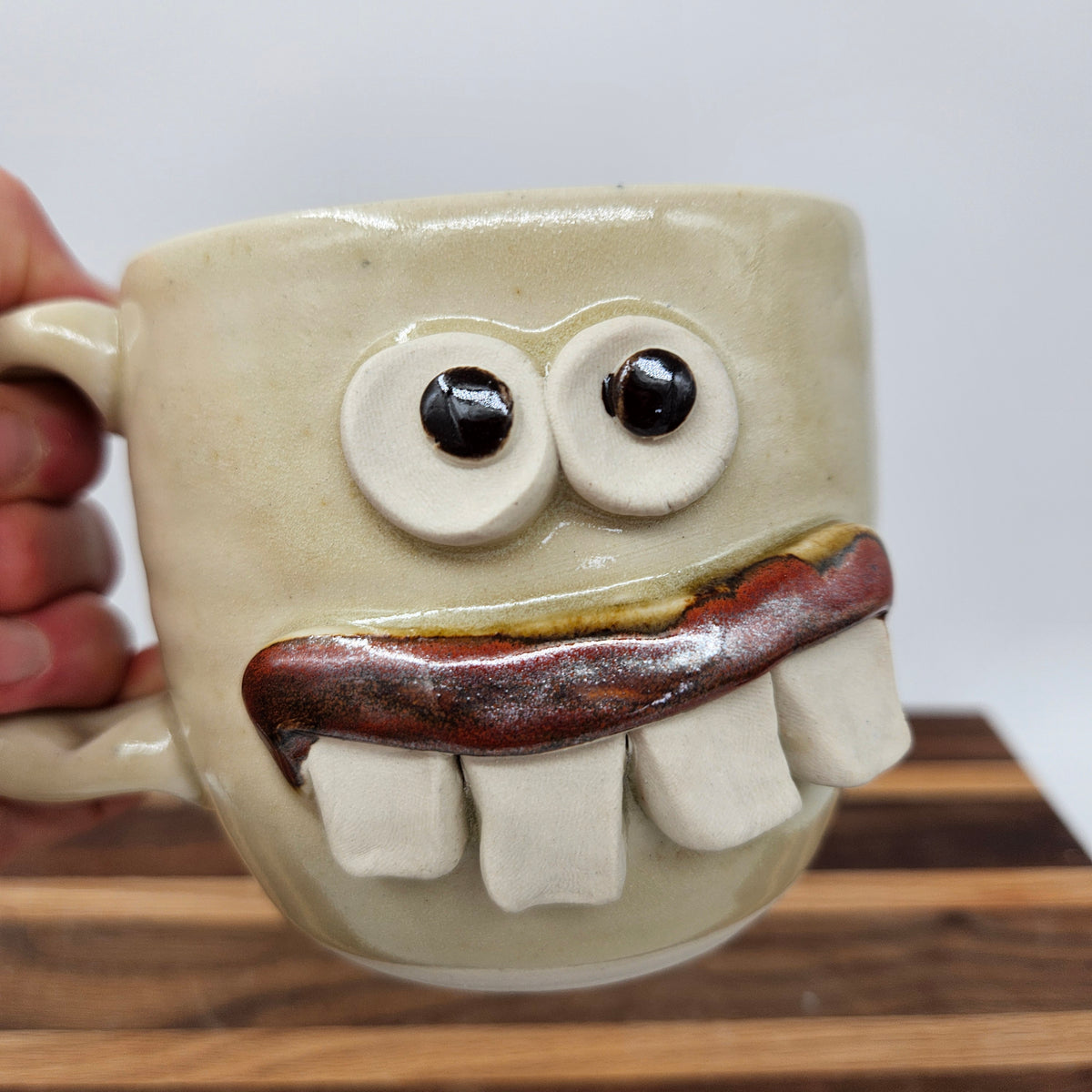Funny Man Father Mug | Dad Bod No Excuses Workout Guy | Large Coffee Cups for Him | Stoneware Clay Pottery