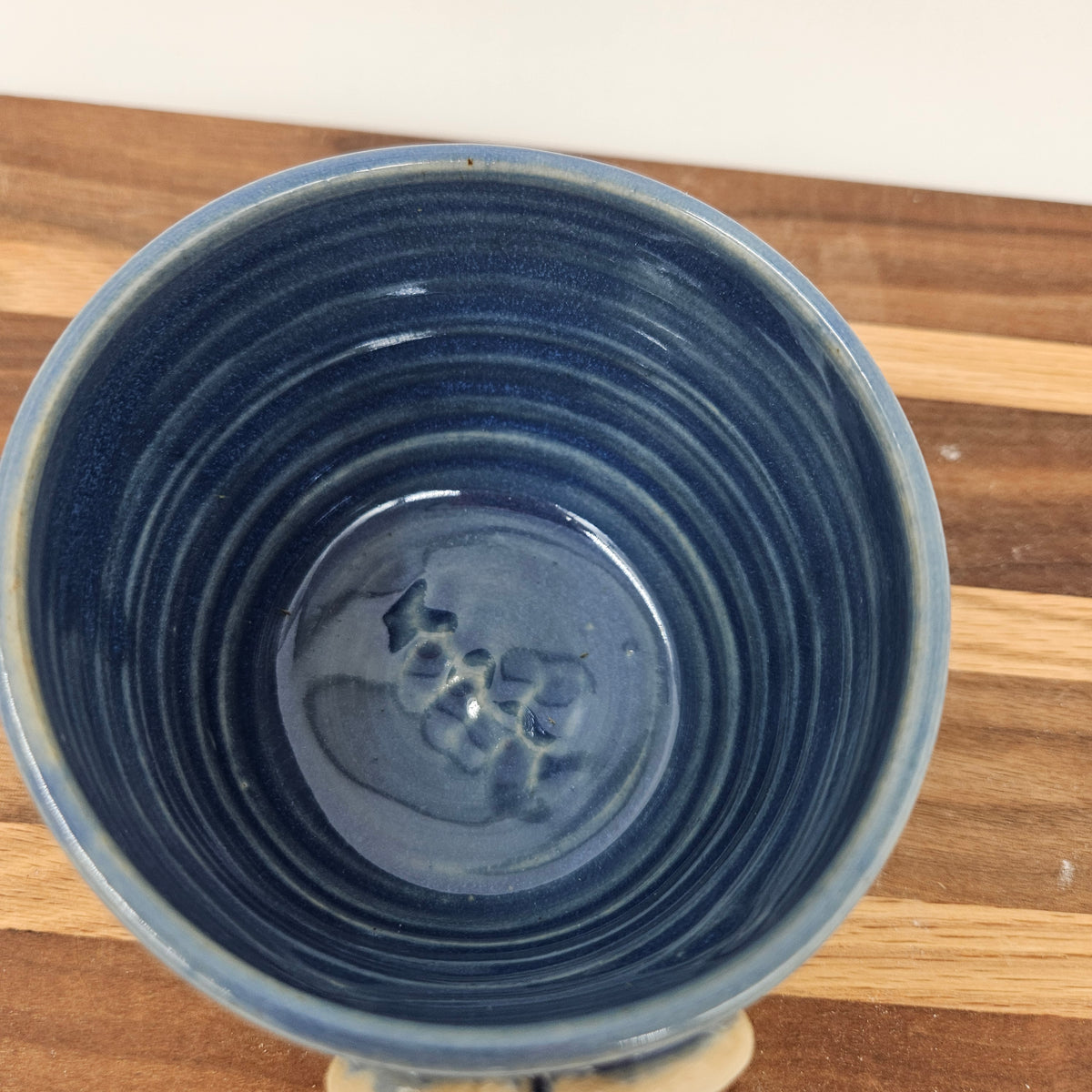 Tiny Container for Trinkets or Change | Handcrafted Stoneware Smiley Face Pottery | Blue | Mini Succulent Pot