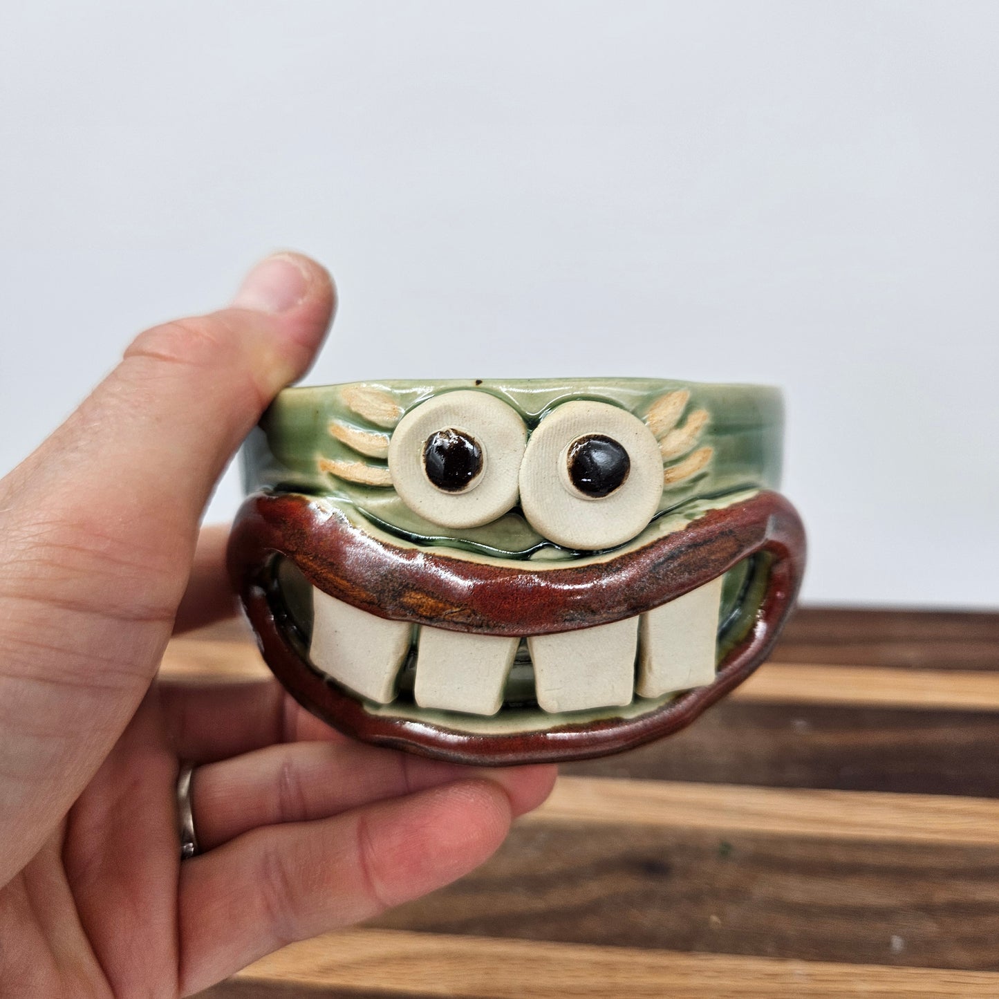 Small Succulent Planter | Cute Kitchen Windowsill Tiny Gardening Pot | Smiley Face Mini Container