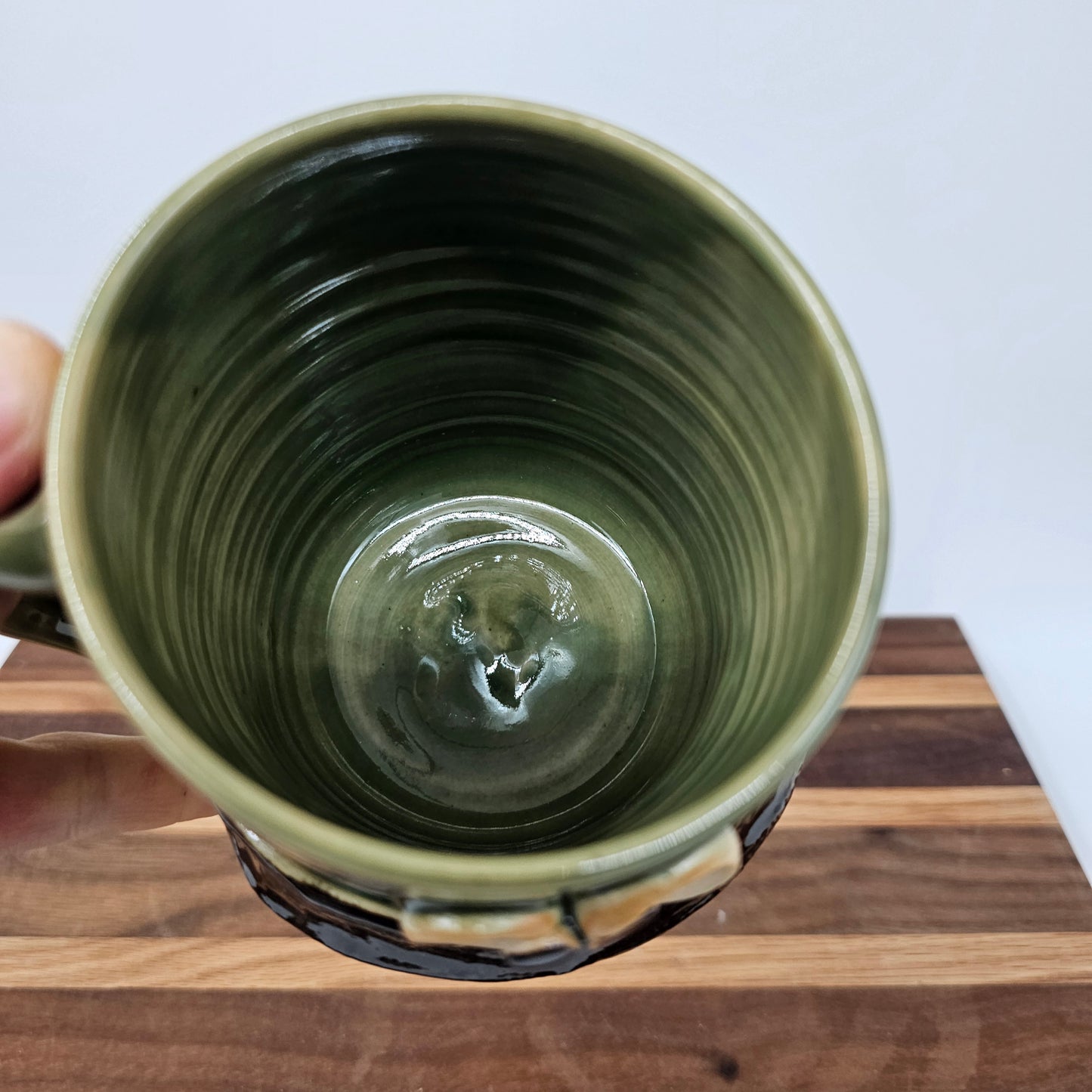 Foodie Pastry Chef Gifts | Mustache Lover Coffee Cup | Green Pottery Mug