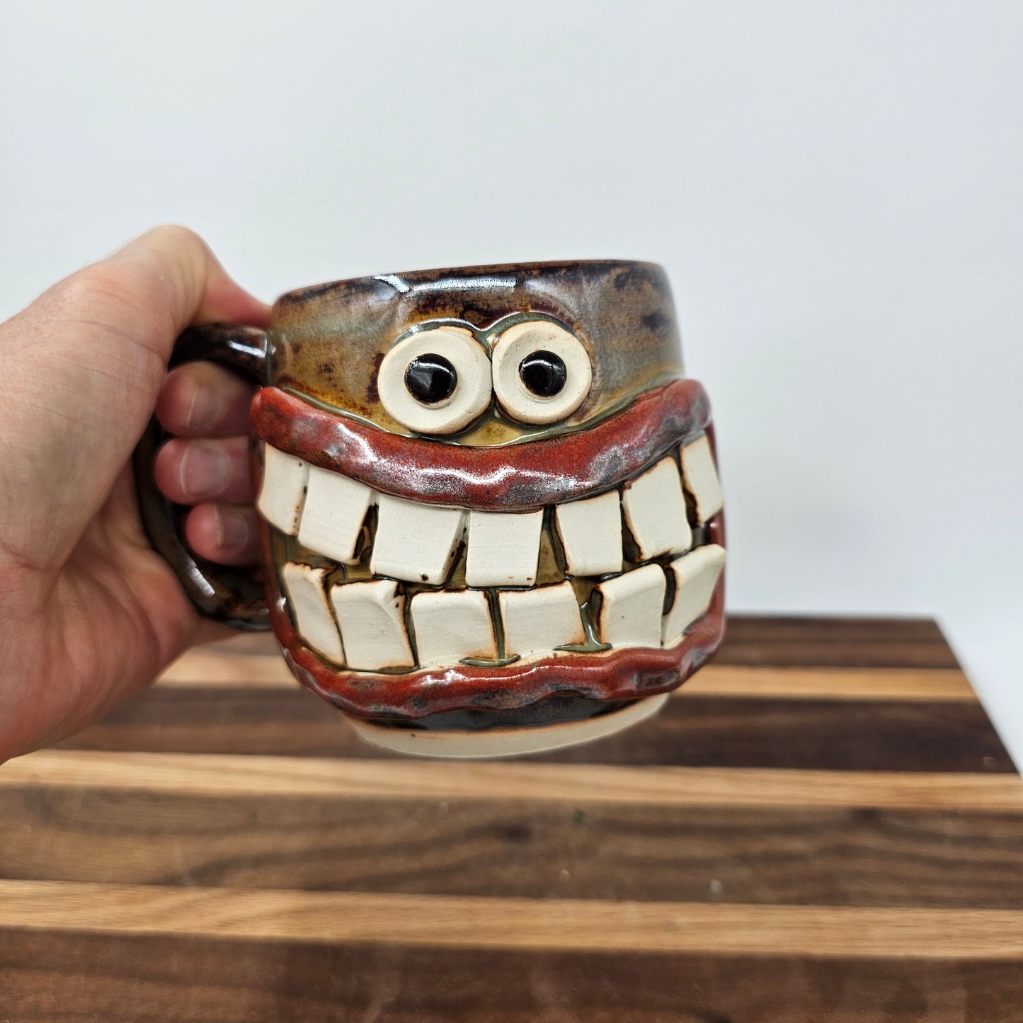 Super Happy Ug Chug Smiley Face Mug | Funny Coffee Cup | Handmade Stoneware Pottery