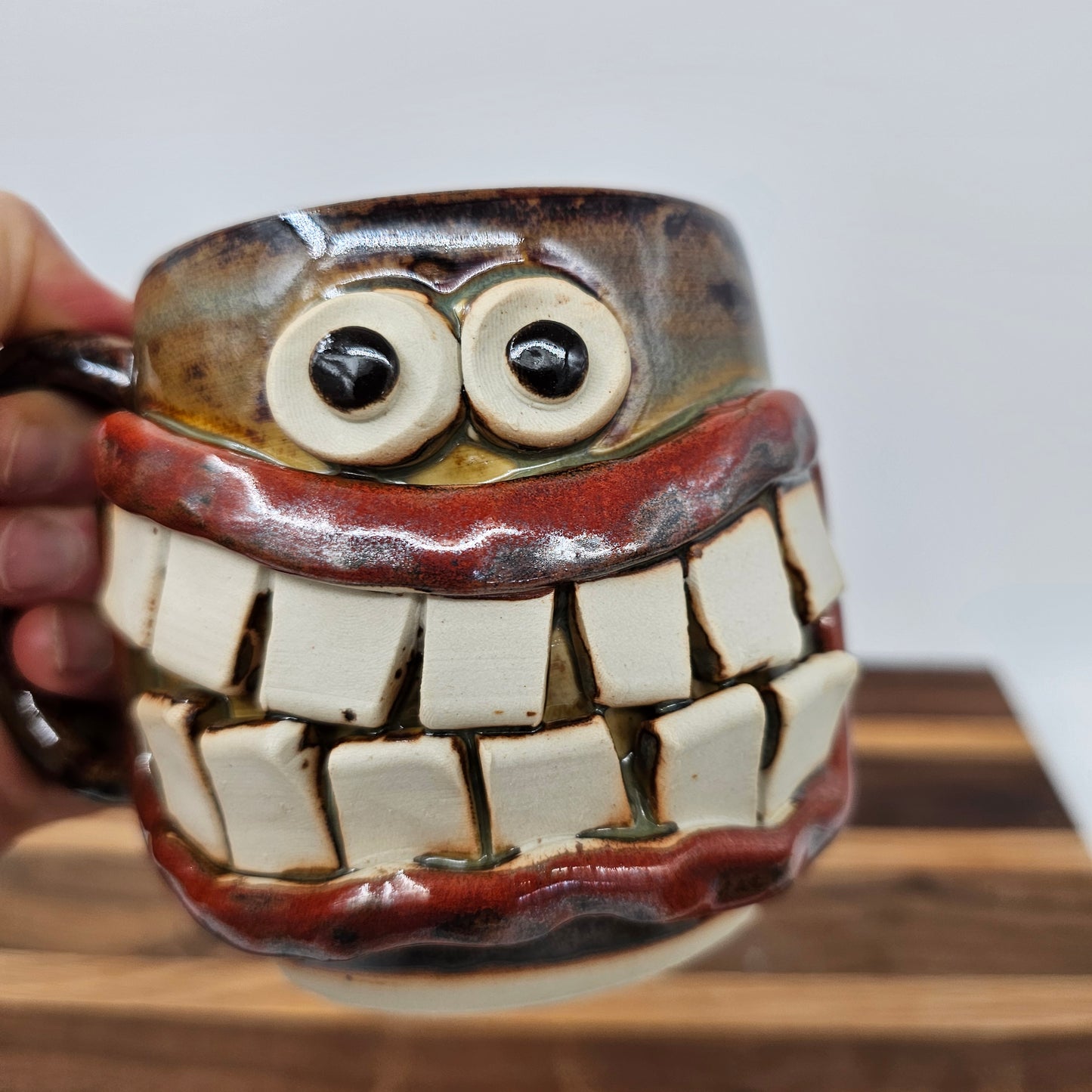 Super Happy Ug Chug Smiley Face Mug | Funny Coffee Cup | Handmade Stoneware Pottery