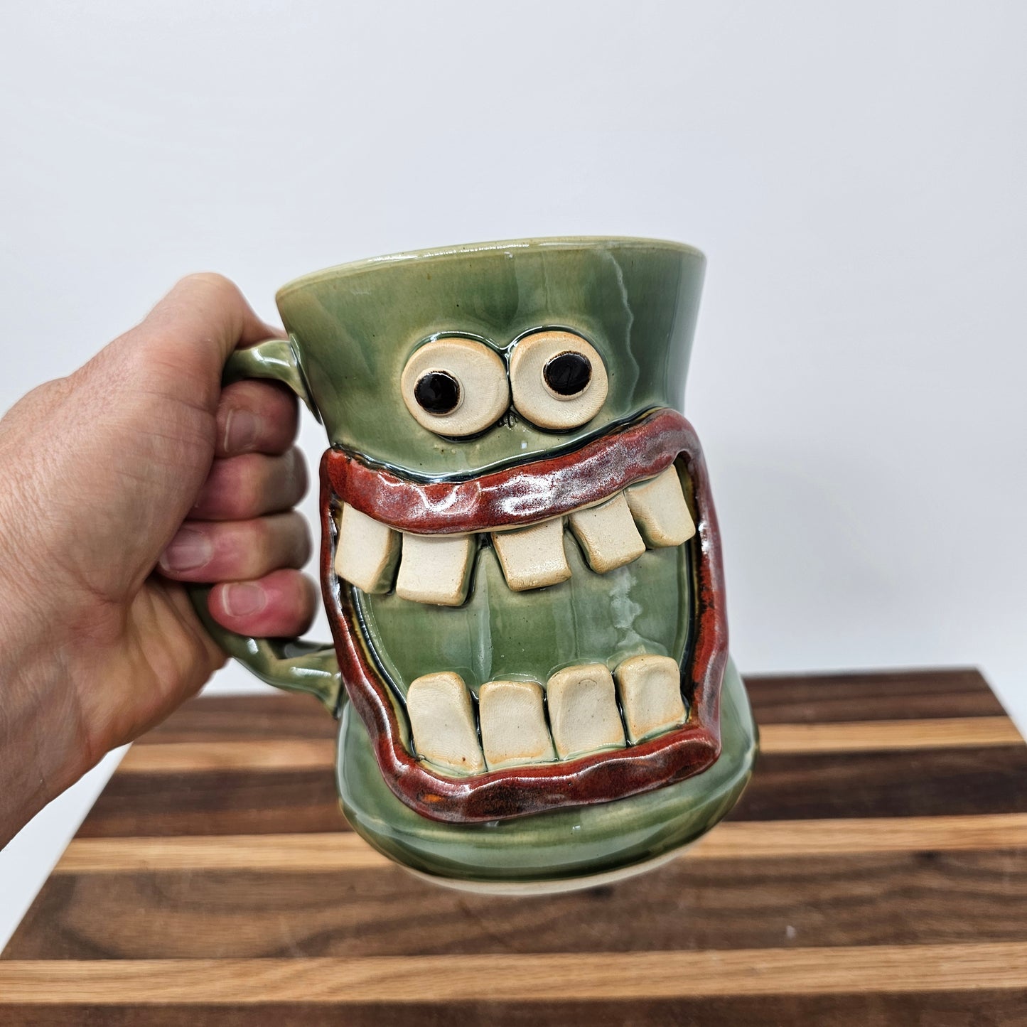 Huge Pottery Mug | Extra Large 20 Ounce Coffee Cup | Green | Funny Coffee Lovers Gift