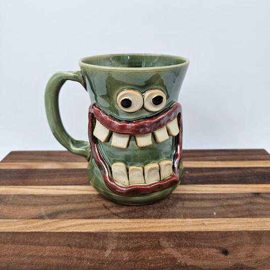 Huge Pottery Mug | Extra Large 20 Ounce Coffee Cup | Green | Funny Coffee Lovers Gift