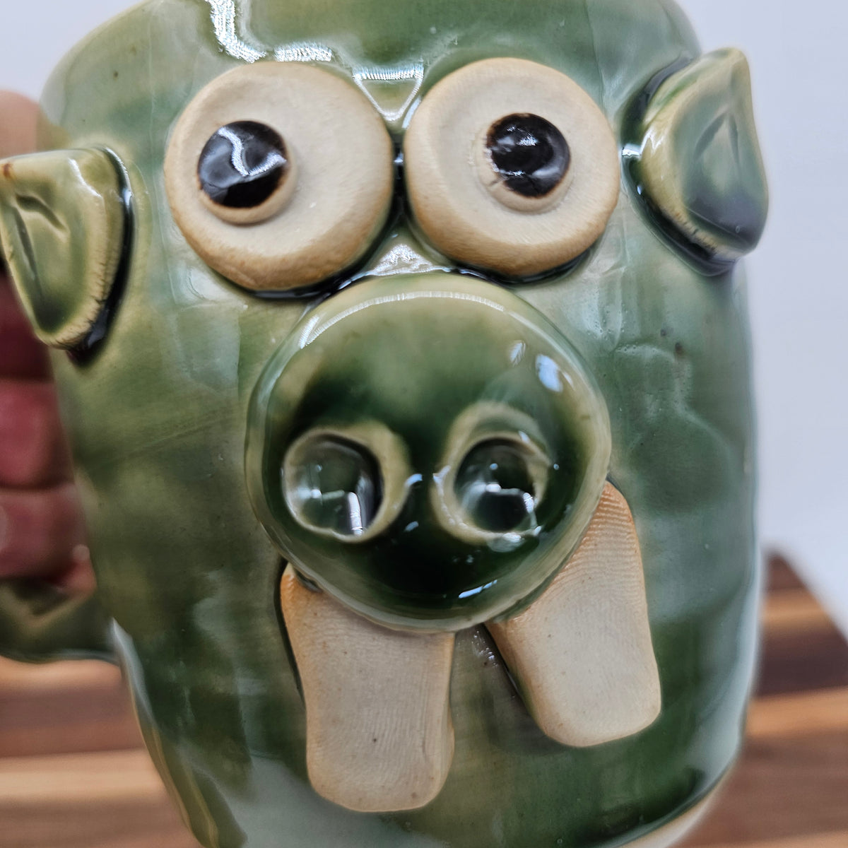 Goofy Pig Mug | Green | 16 Ounces | Pet Pig Coffee Cups | Funny Farm Animal